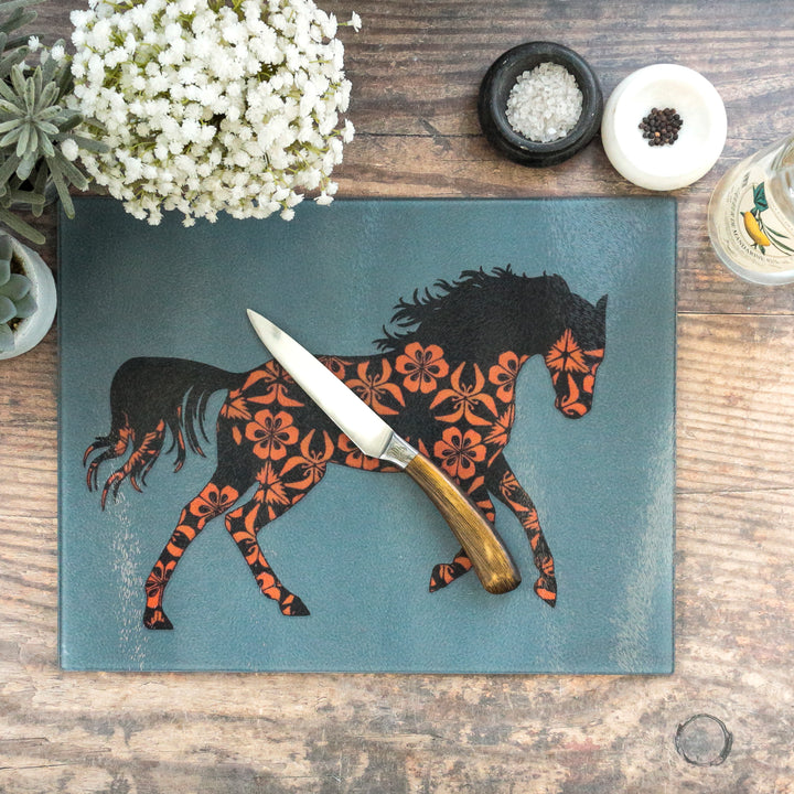 Running Horse Worktop Saver - Flame &amp; Grey