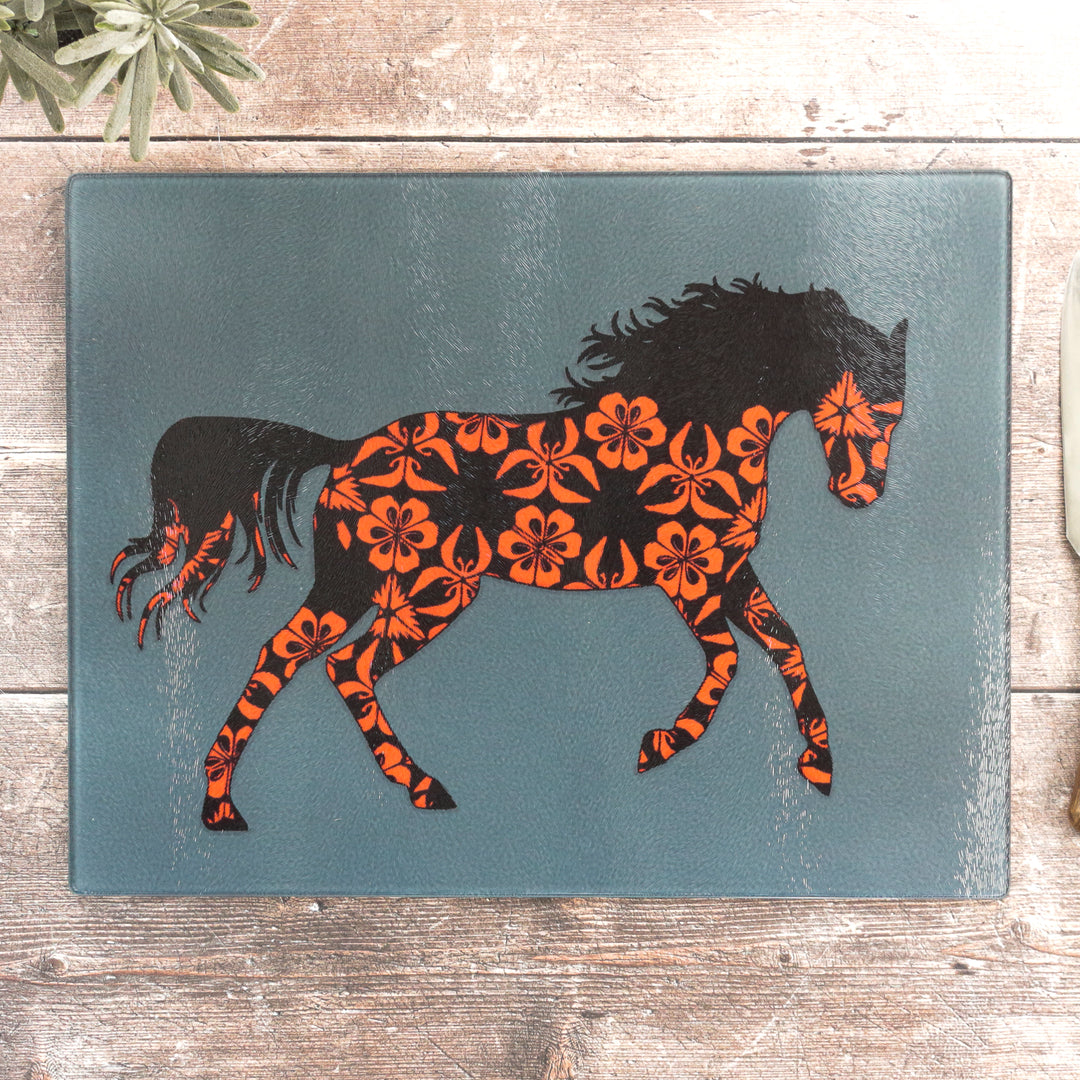 Running Horse Worktop Saver - Flame &amp; Grey