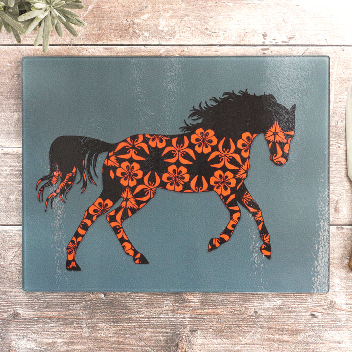 Running Horse Worktop Saver - Flame &amp; Grey