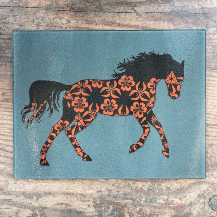 Running Horse Worktop Saver - Flame &amp; Grey