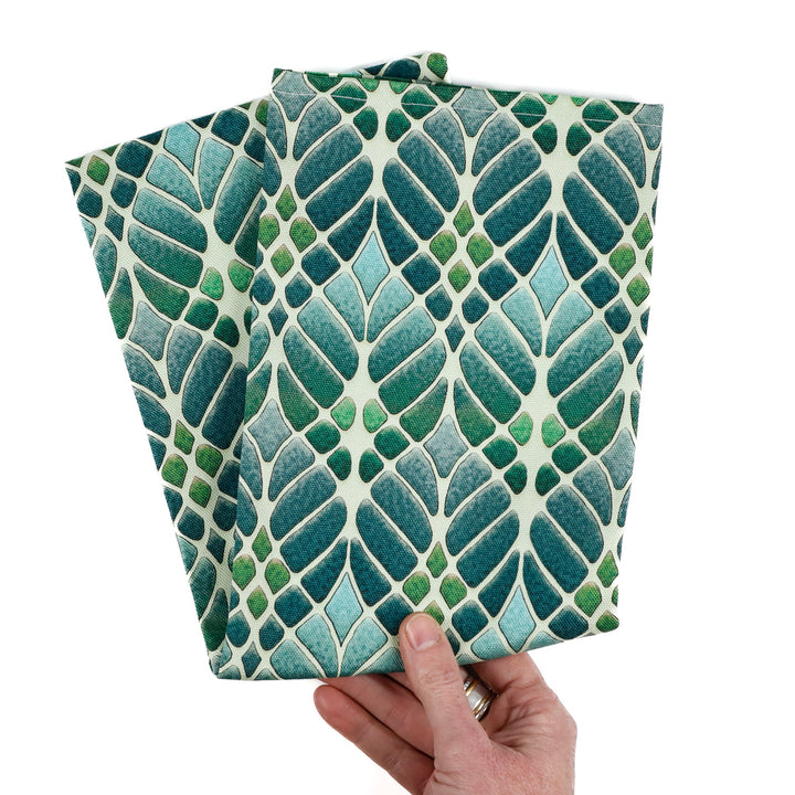 Interwoven Trees Tea Towel - Greens &amp; Greys