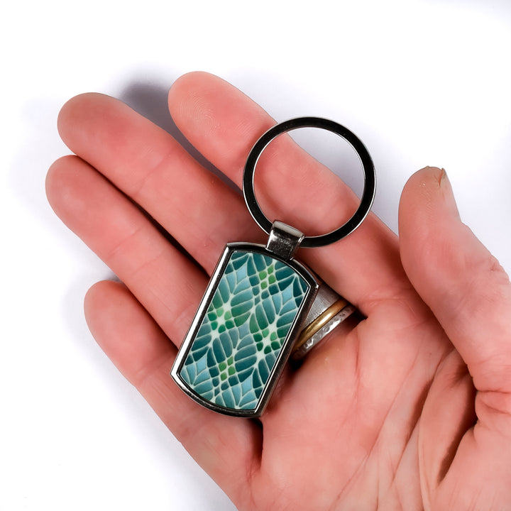Interwoven Trees Keyring - Muted Greens