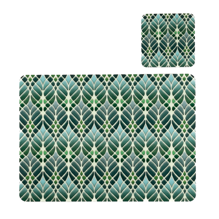 Interwoven Trees Coaster Set - Muted Greens - Melamine / Cork backed