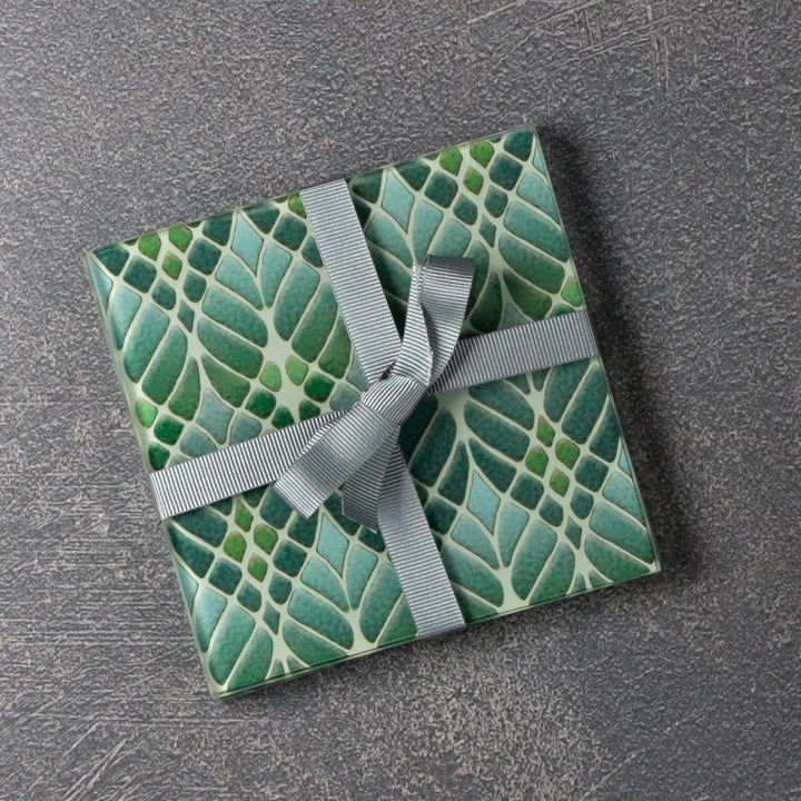 Interwoven Trees Coaster Set - Muted Greens