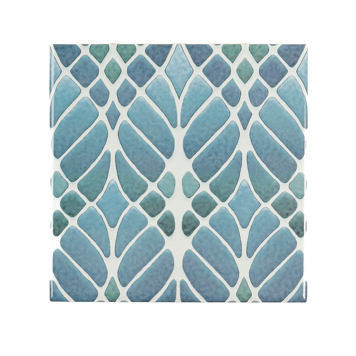 Trees tile Blue Muted - Large Scale - FIRED INK Version