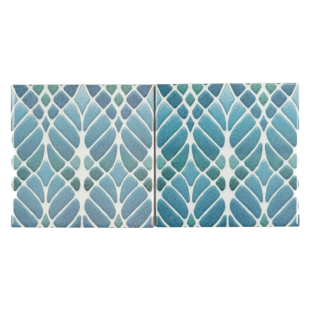 Trees tile Blue Muted - Large Scale - FIRED INK Version