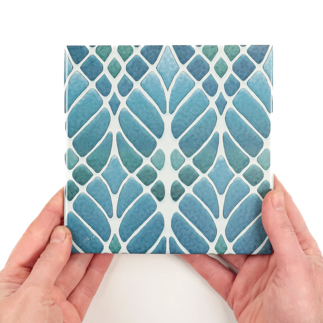 Trees tile Blue Muted - Large Scale - FIRED INK Version