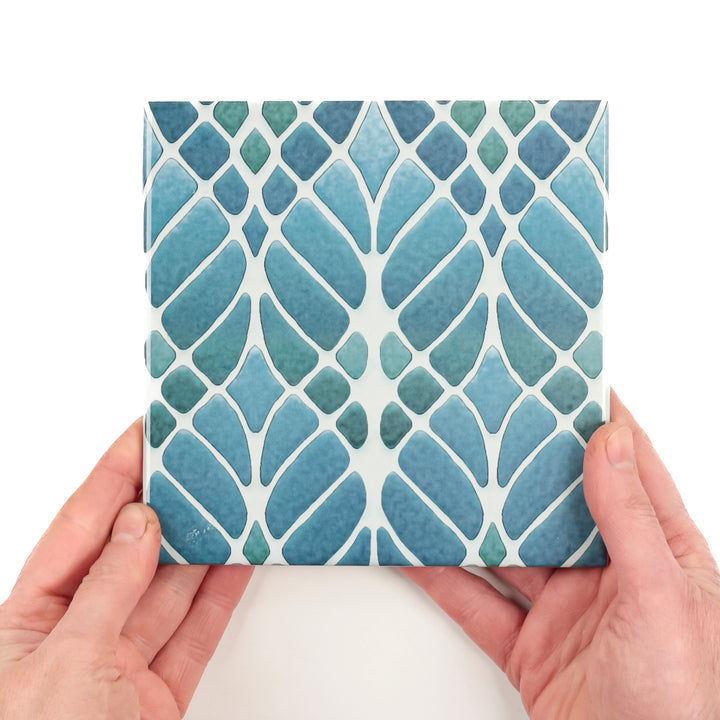 Trees tile Blue Muted - Large Scale - FIRED INK Version