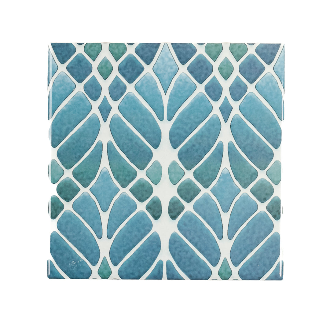 Trees tile Blue Muted - Large Scale - FIRED INK Version