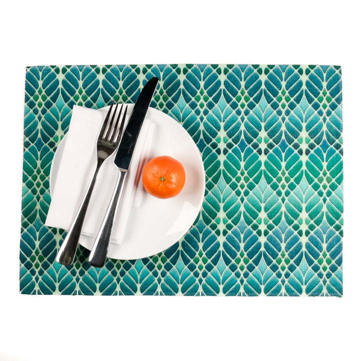 Interwoven Trees Fabric Placemat - Blue and Teal