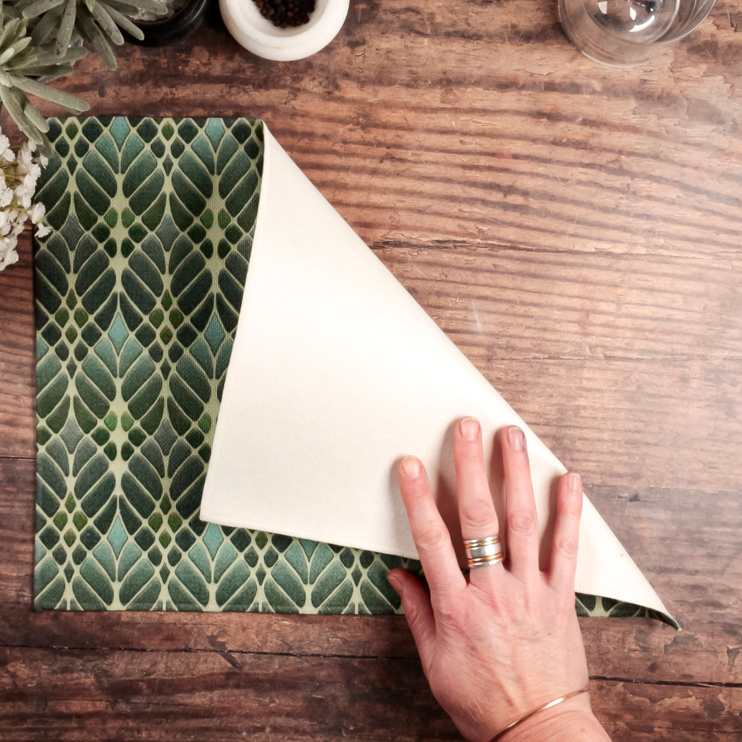 Interwoven Trees Fabric Placemat - Muted Greens