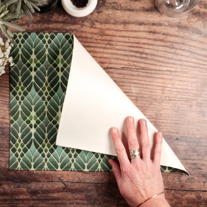 Interwoven Trees Fabric Placemat - Muted Greens