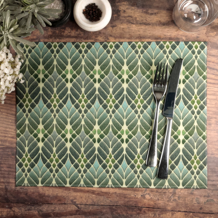 Interwoven Trees Fabric Placemat - Muted Greens