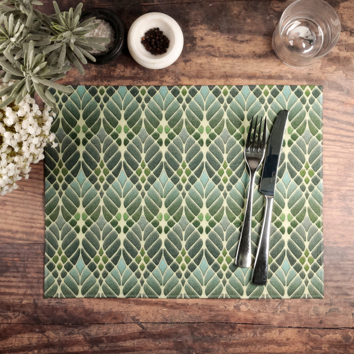 Interwoven Trees Fabric Placemat - Muted Greens