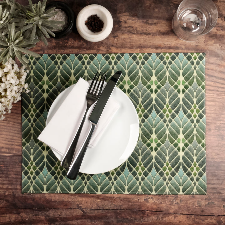 Interwoven Trees Fabric Placemat - Muted Greens