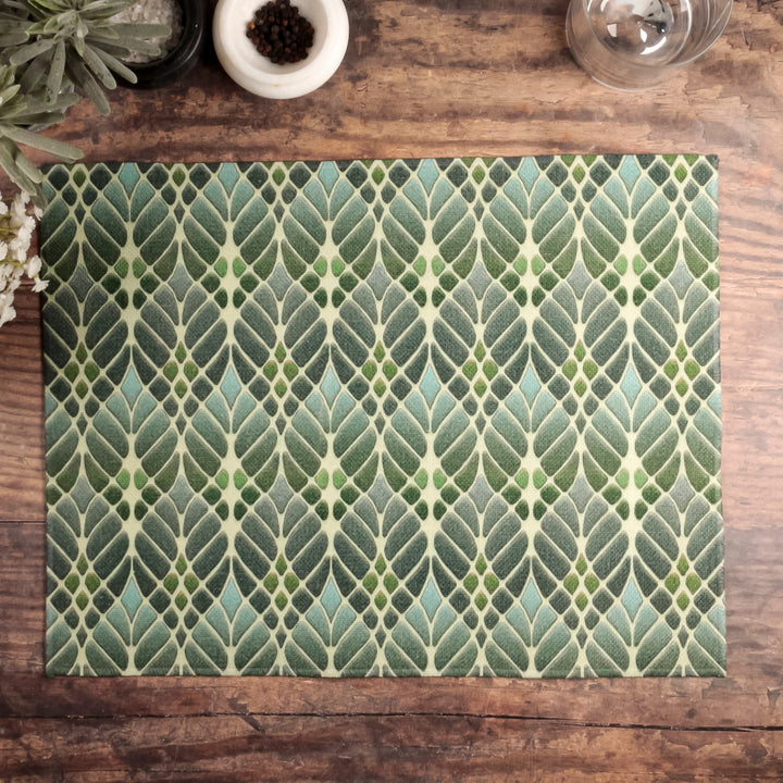 Interwoven Trees Fabric Placemat - Muted Greens