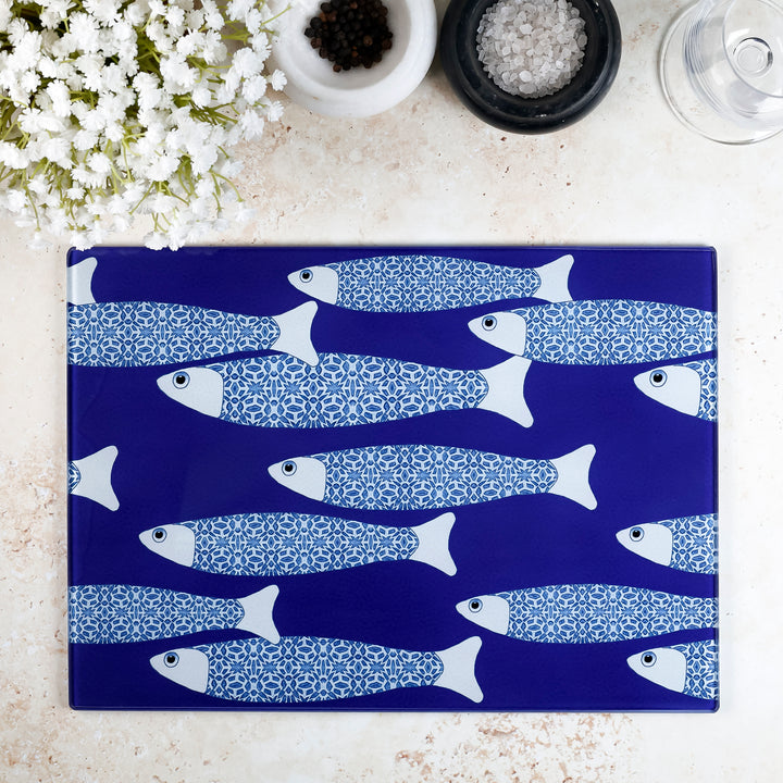 SALE - Ocean Shoal (navy background) Worktop Protector - Small (20 x 28cm)