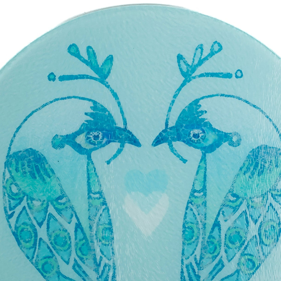Turquoise Lovebirds Chopping Board (circular)
