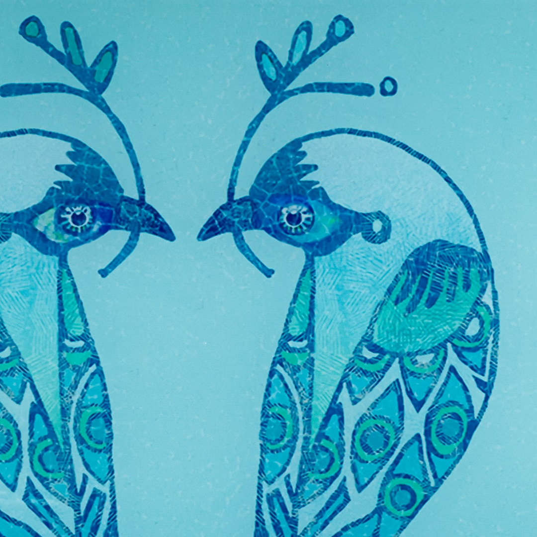 Turquoise Lovebirds Worktop Protector