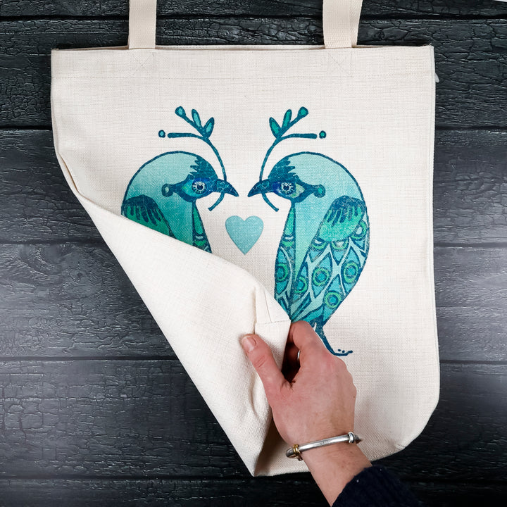 Turquoise Lovebirds Bag - Tote Bag
