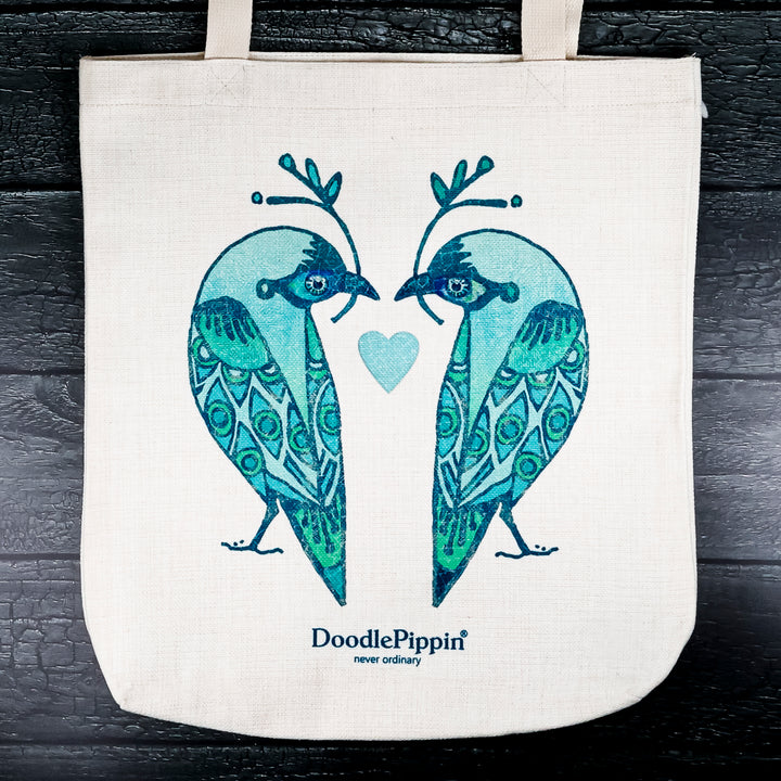 Turquoise Lovebirds Bag - Tote Bag