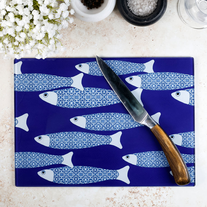 SALE - Ocean Shoal (navy background) Worktop Protector - Small (20 x 28cm)