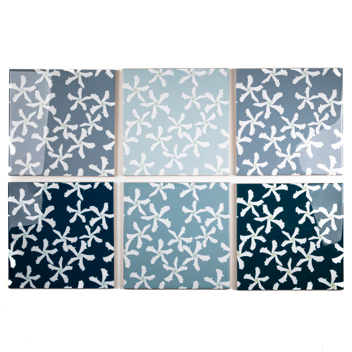 SALE: Set of 6 x 15.2 Mixed Jasmine Design tiles