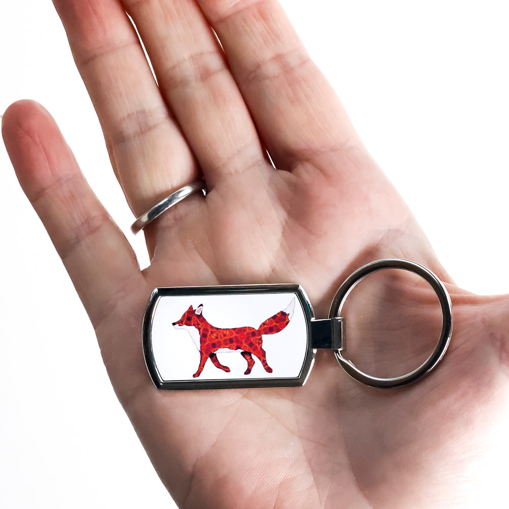Fox on White Keyring