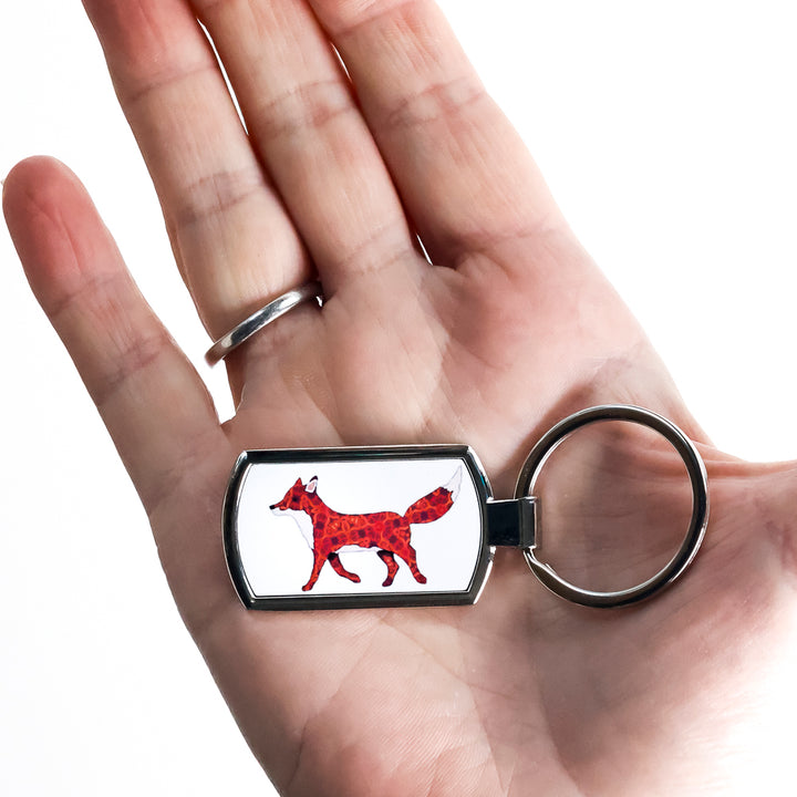 Fox on White Keyring