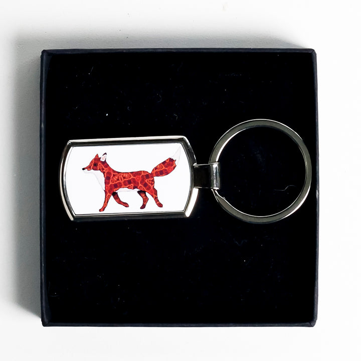 Fox on White Keyring