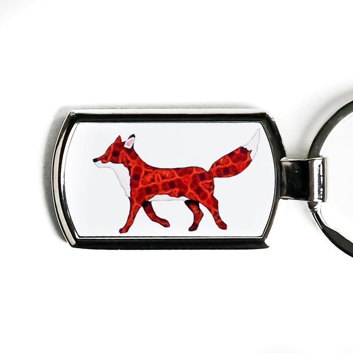 Fox on White Keyring