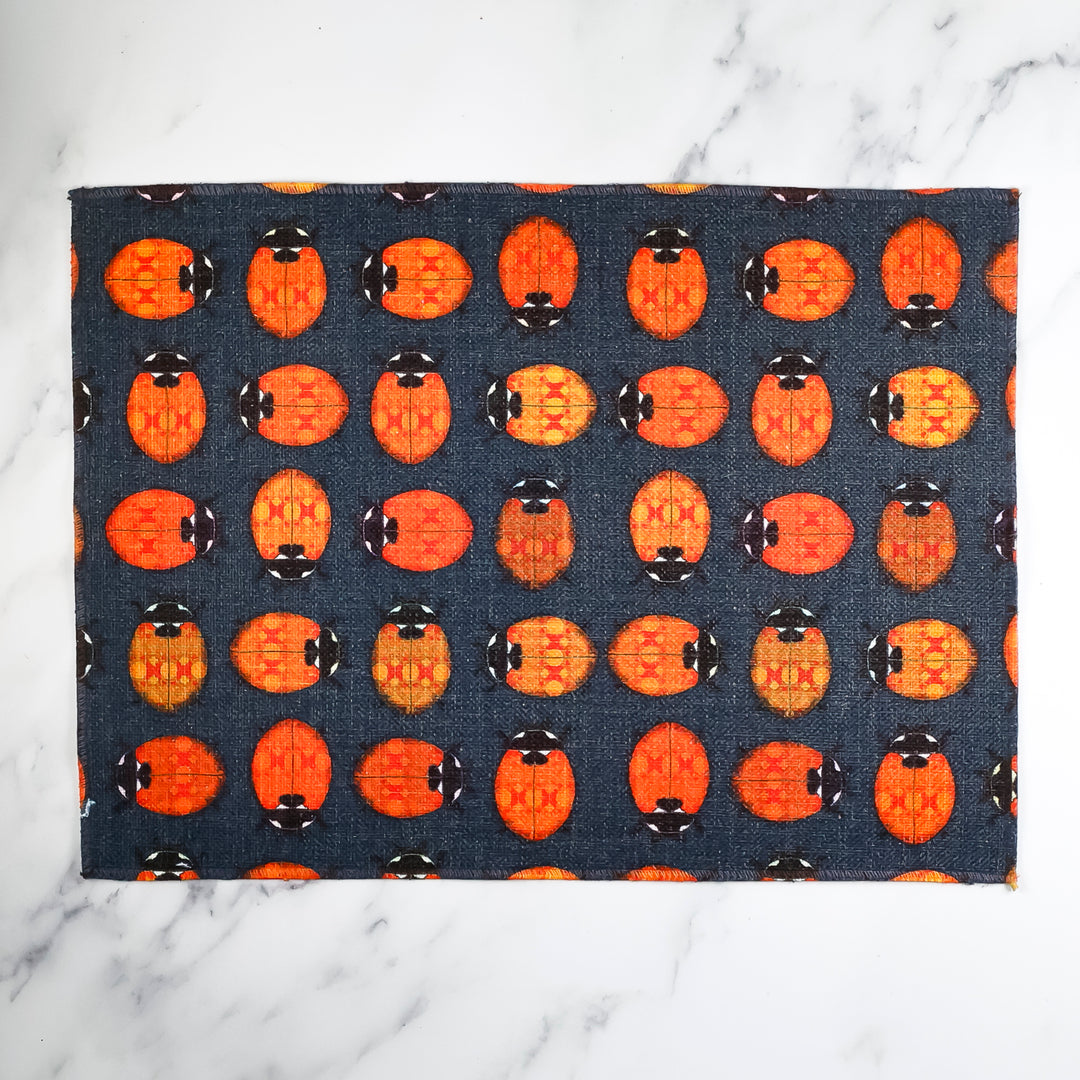 Ladybirds Fabric Placemat - Red Orange Grey