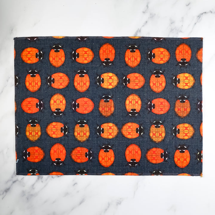 Ladybirds Fabric Placemat - Red Orange Grey