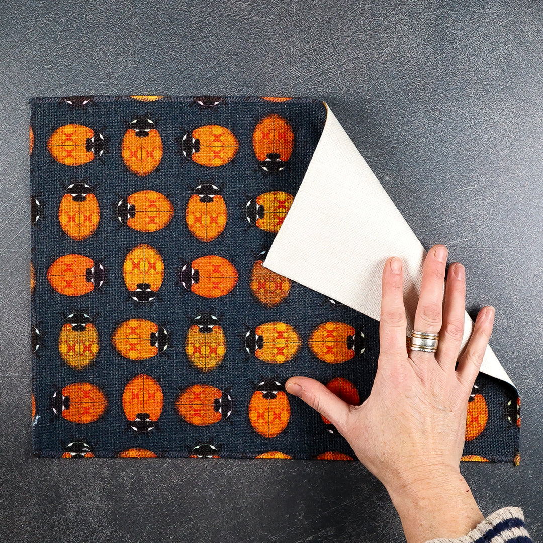 Ladybirds Fabric Placemat - Red Orange Grey