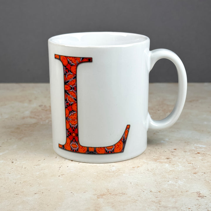 SALE - Orange Letter "L" (ceramic mug)