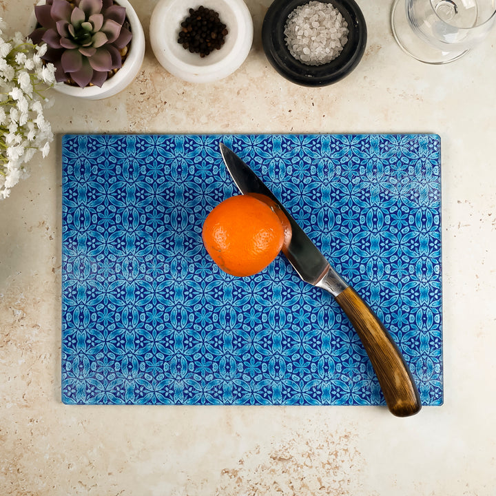 SALE -  Liberty Dark Blue Flower Worktop Protector (large rectangular/textured)