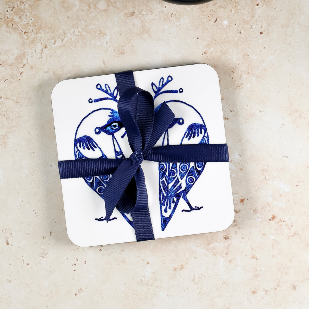 SALE - 2x Wooden "Lovebird" Coasters