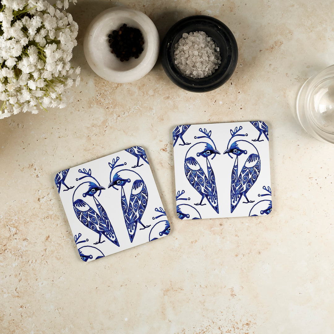 SALE - 2x Wooden "Lovebird" Coasters