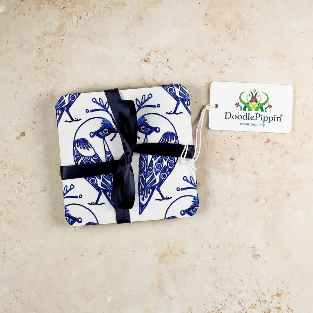 SALE - 2x Wooden "Lovebird" Coasters