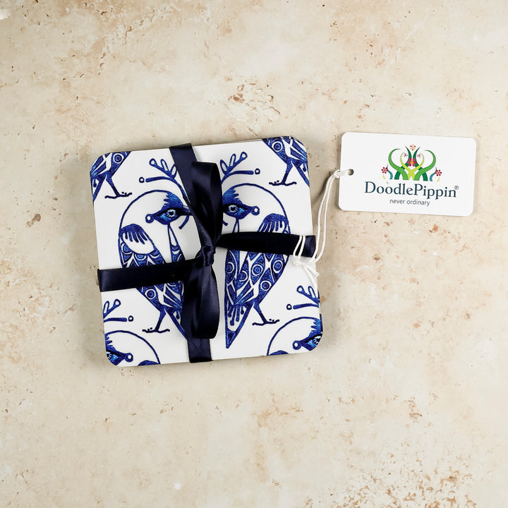 SALE - 2x Wooden "Lovebird" Coasters