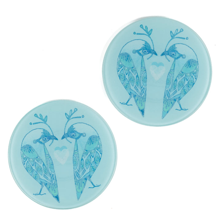 Pale Blue Lovebirds Coaster