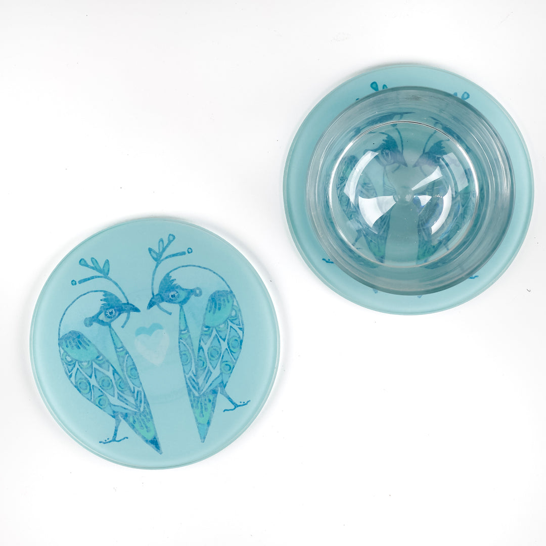 Pale Blue Lovebirds Coaster