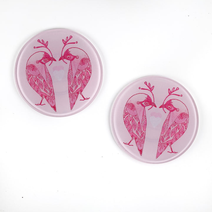 Pink Lovebirds Coaster