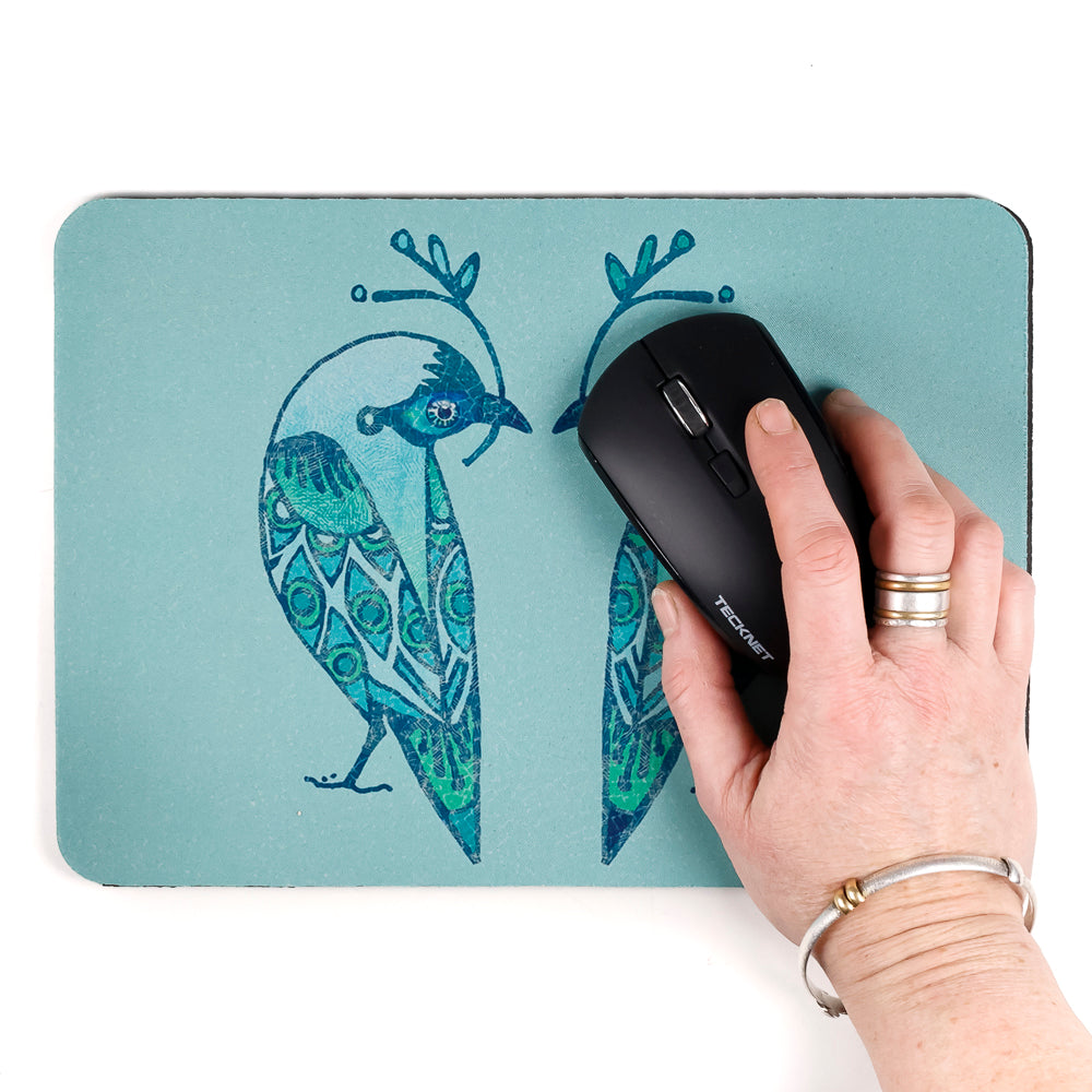 SALE - Lovebirds Mouse Mat - Turquoise (small)