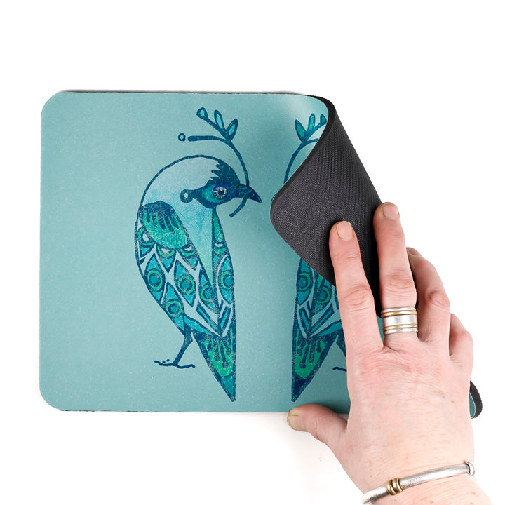 SALE - Lovebirds Mouse Mat - Turquoise (small)