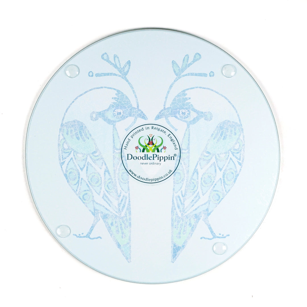 Turquoise Lovebirds Chopping Board (circular)