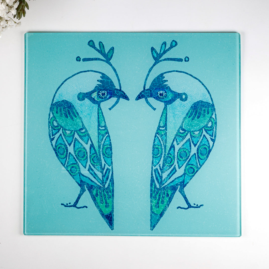 Turquoise Lovebirds Worktop Protector