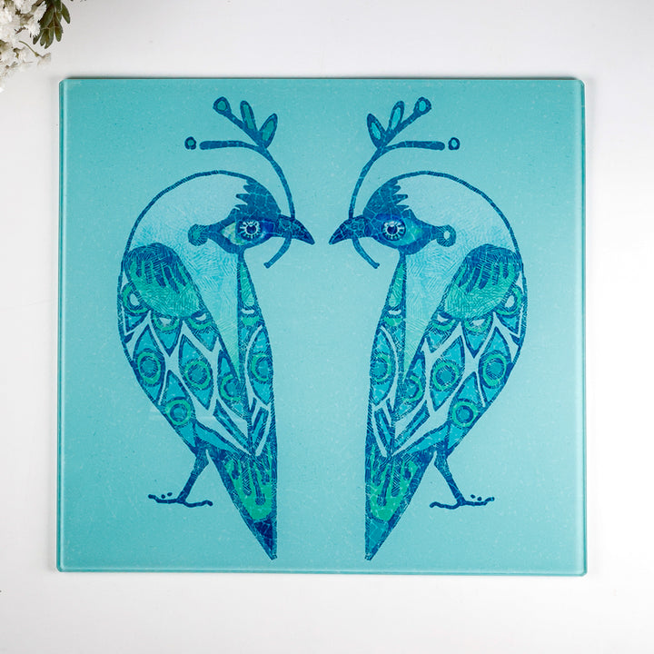 Turquoise Lovebirds Worktop Protector