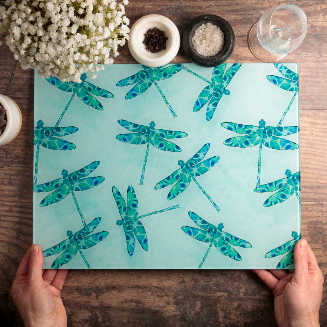 Dragonfly Blue-Green Design worktop protector