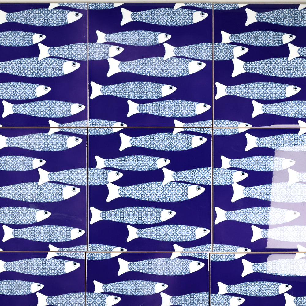 SALE Slight SECONDS - Set of 10x 15.2cm Ocean Shoal tile - Navy Blue